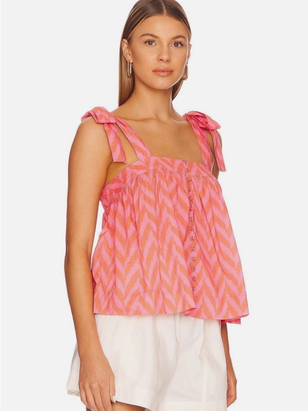 NWT Ulla Johnson Pink Chevron Tie-Strap Camisole Top size 10 $245